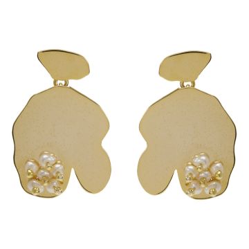 Pearls Water Lilies Earrings by Fatma Mostafa