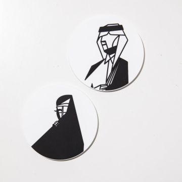 Arabian Man & Woman Coasters (Black & White)