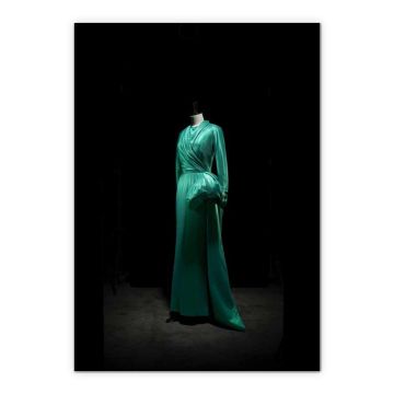 Christian Dior A3 Print HH Sheikha Moza bint Nasser Collection/Dress in green silk satin