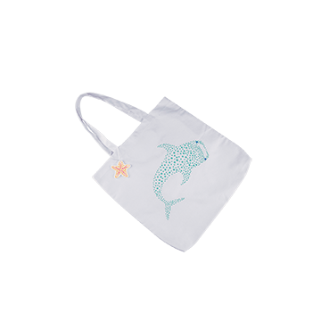 Embroidered Shark Tote Bag 