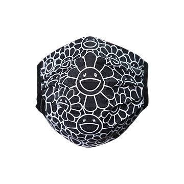 Takashi Murakami Face Mask - Kaikai Kiki Black with Black Flower Kids