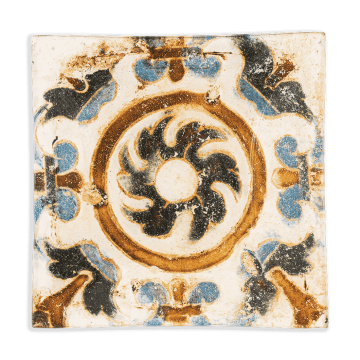 Découpage Tray - Spain Tile Six Petal Green Flower