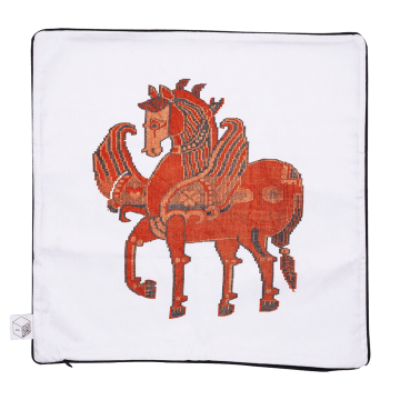 Baghdad: Eye's Delight "Silk Textile with Winged Horses" Cushion