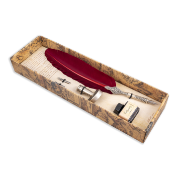 Dallaiti - Writing Set with Bordeaux Feather Pen