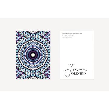 Forever Valentino Exhibition "Vintage" Blue Purple Print Postcard