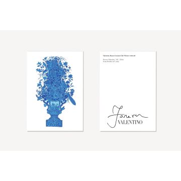Forever Valentino Exhibition "Vintage" Blue Floral Print Postcard