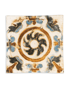 Découpage Tray - Spain Tile Six Petal Green Flower