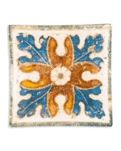 Découpage Tray - Spain Tile Four Blue and Gold Leaves